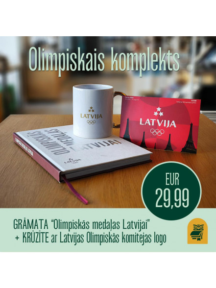 Grāmata Olimpiskās medaļas Latvijai ar LOK krūzi