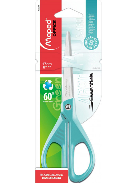 Šķēres MAPED EssentialsGreen E4680 17cm tirkizzils Šķēres MAPED EssentialsGreen E4680 17cm tirkizzils