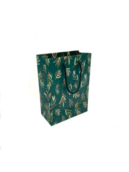 Papīra maisiņš ar auduma rokturi ar dizainu t.zaļš 16*8*22cm