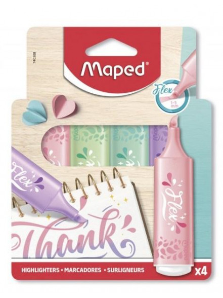 Teksta marķieri MAPED Pastel Flex 4 kr. blisterī