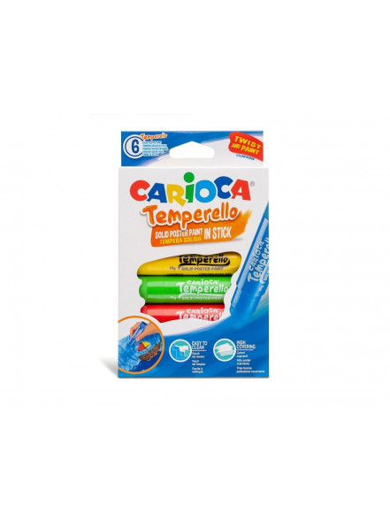 Tempera cieta CARIOCA Temperello, 6 krāsas*10 g plastikāta korpusā