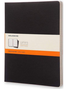 Piezīmju klade Moleskine Cahier, melnos vākos, XXL21.59*27.94cm, līniju, 120 lpp, 3 gab.