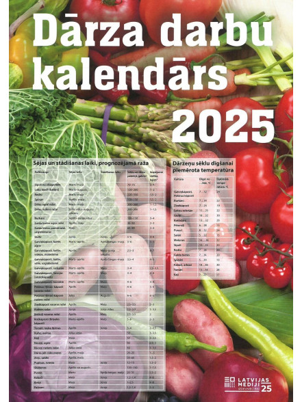 Dārza darbu kalendārs A3 (salokāms) 2025